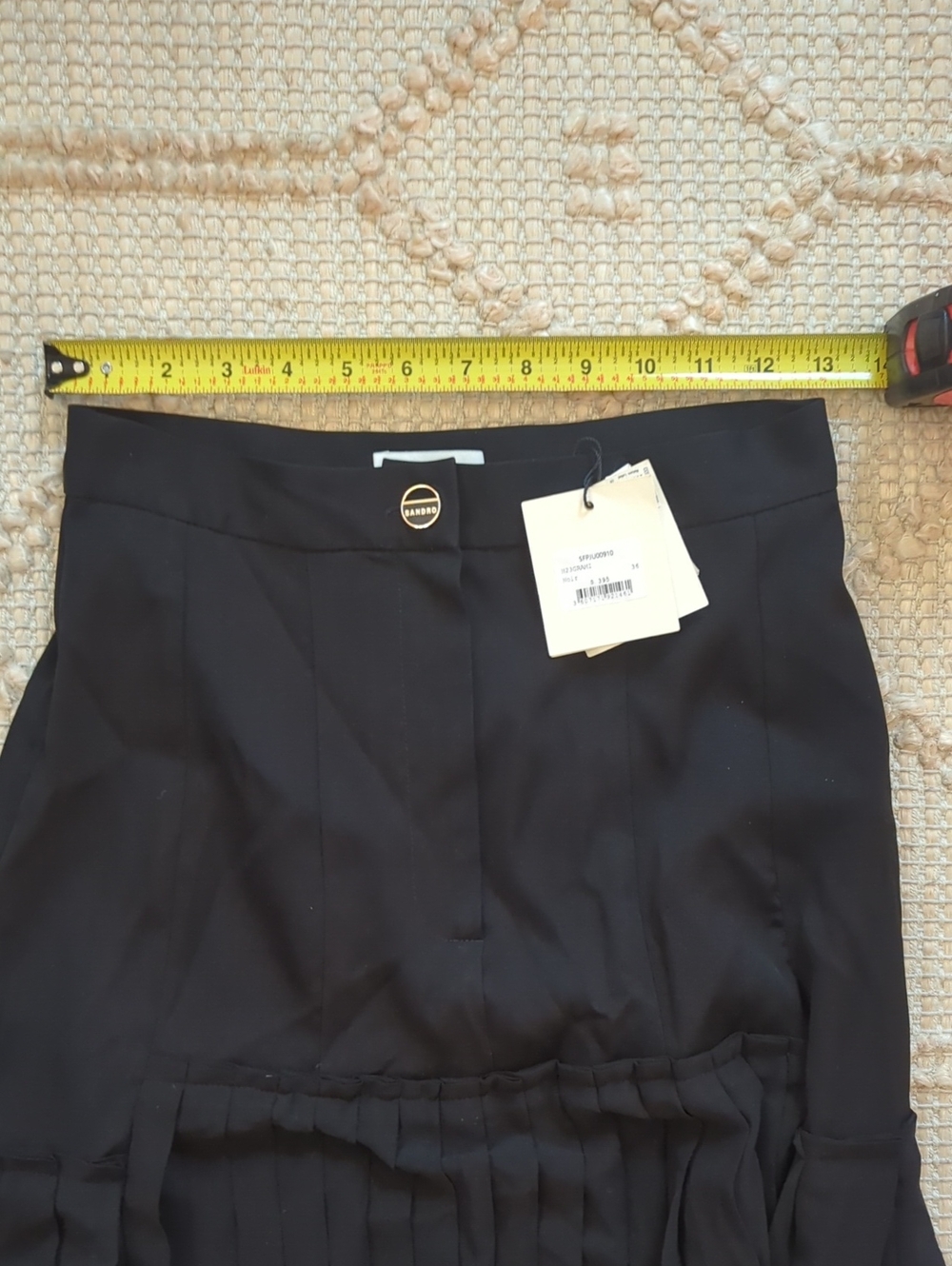 NWT Sandro Black Pleated Midi Skirt | Size 36 - Picture 7 of 8